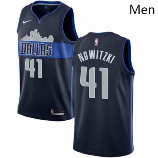 Mens Nike Dallas Mavericks 41 Dirk Nowitzki Authentic Navy Blue NBA Jersey Statement Edition